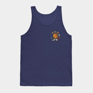 Electric Solar System Neon Sun and Planets Top Left Tank Top